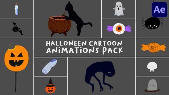 Halloween Cartoon Animations Pack for After Effects Elements template preview