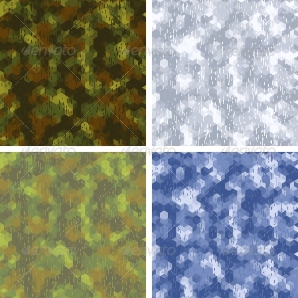 Seamless Stylized Camouflage Patterns - Patterns Decorative