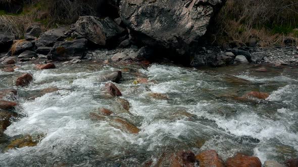 Mountain River Flows Along The Gorge 21