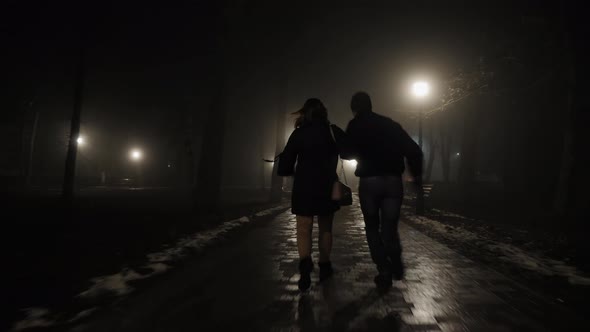 Woman Defensively Shoots a Robber in the Park at Night alt