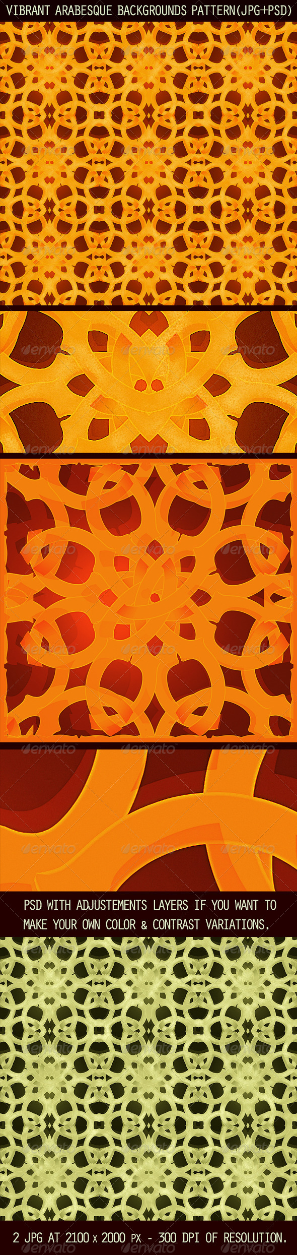 2 Vibrant Arabesque Background Patterns - Patterns Decorative