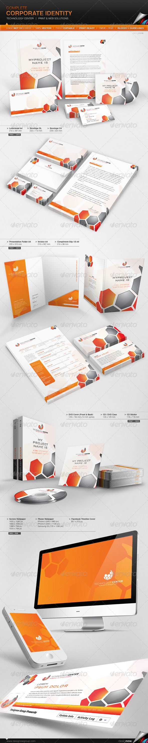 Corporate Identity - Technology Center - Stationery Print Templates
