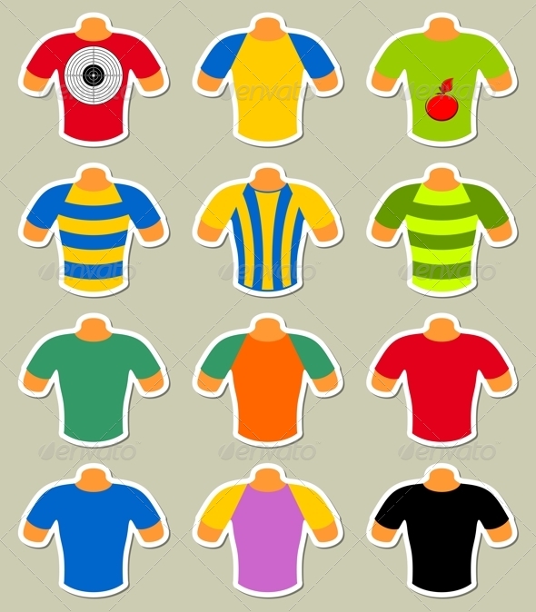 Set of Multicolored T-Shirts - Objects Vectors