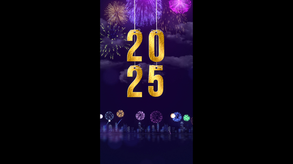 New Year 2025 With Fireworks Instagram Background