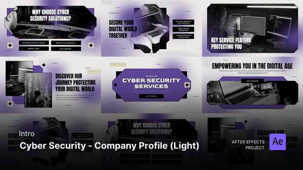 Intro/Opening - Cyber Security Company Profile Light Ver. After Effects Project Files Openers template preview