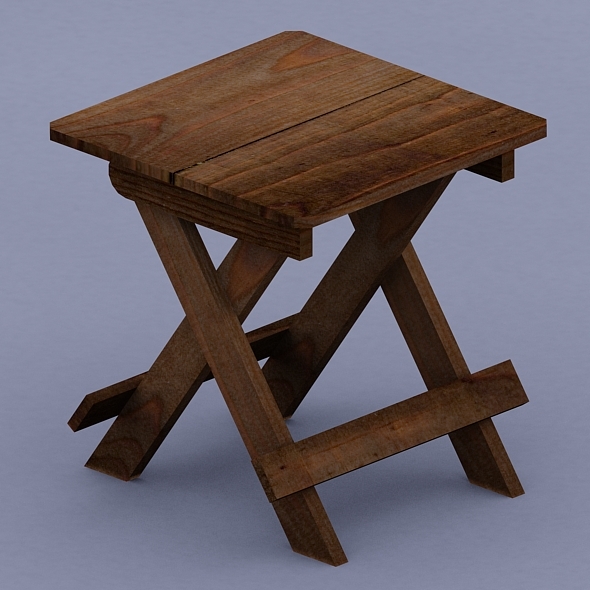 Foldable Wooden Stool - 3Docean 4351657