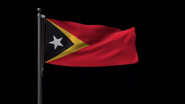East Timor Flag On Flagpole With Alpha Channel alt