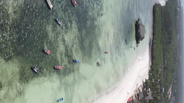 Vertical Video of the Ocean Near the Coast of Zanzibar Tanzania Aerial View alt