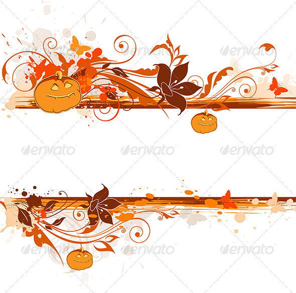 Halloween Banner with Pumpkin - Halloween Seasons/Holidays