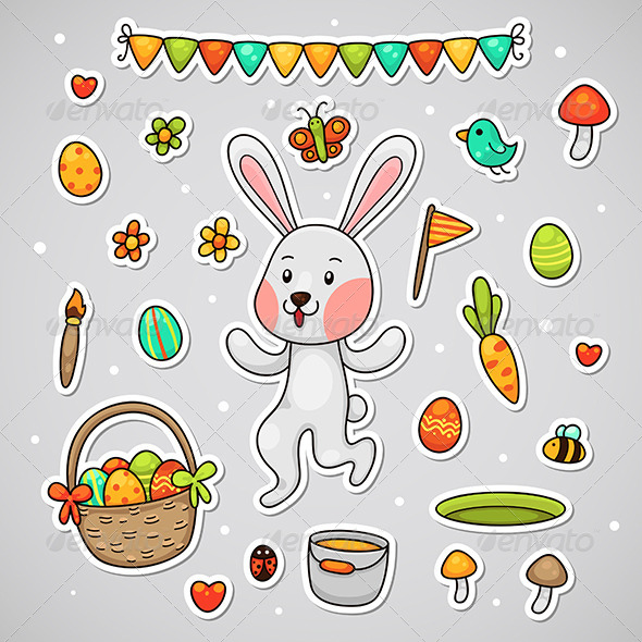 Sticker with the Easter bunny - Seasons/Holidays Conceptual