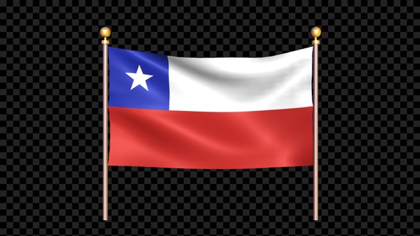 Flag Of Chile Waving In Double Pole Looped alt