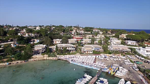 Aerial Neighborhood near Sea with a Yacht Harbour