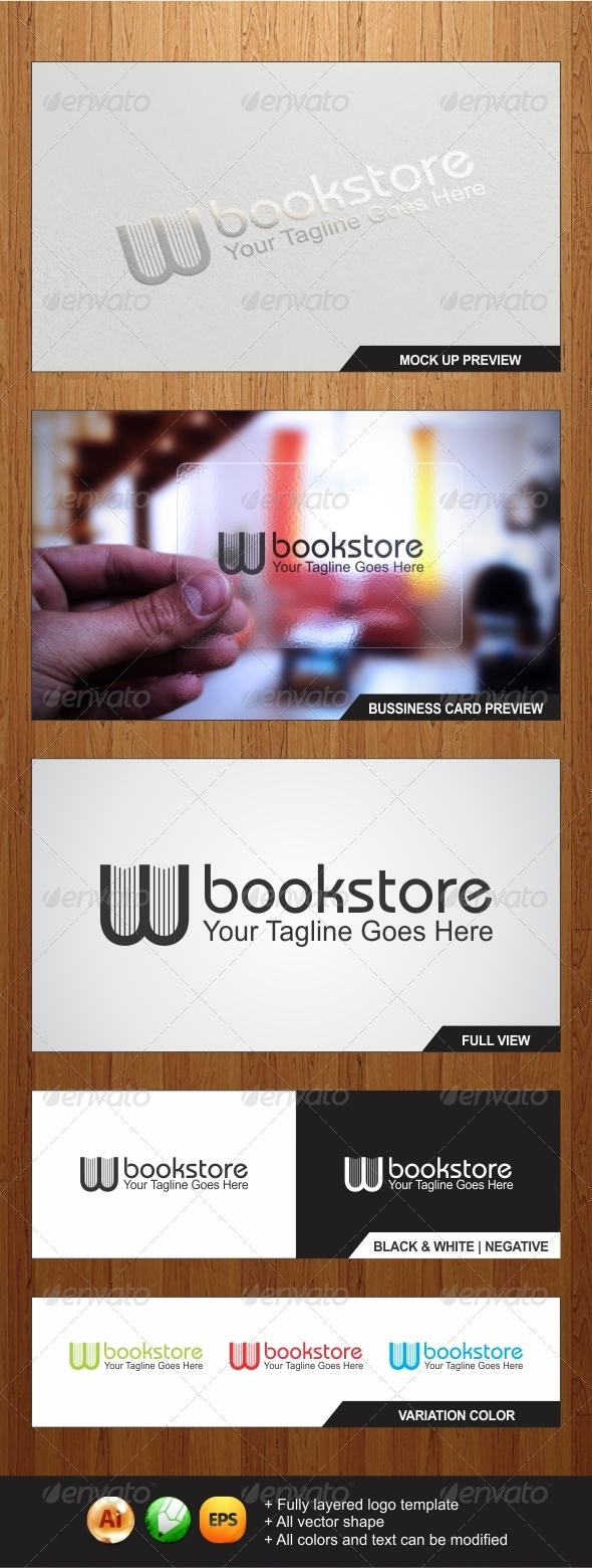 W Bookstore Logo Template - Symbols Logo Templates