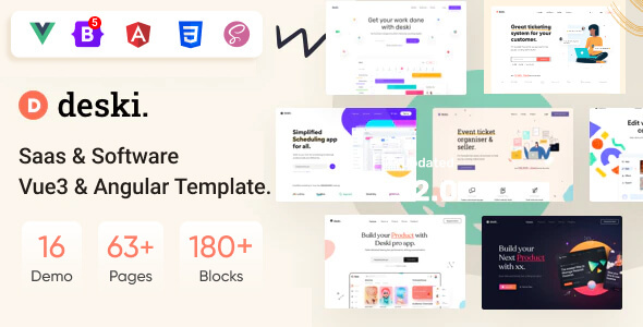 Deski - Software, SaaS & Startup Vue & Angular Js Template