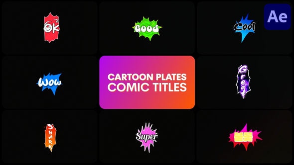 Cartoon Plates Comic Titles | After Effects