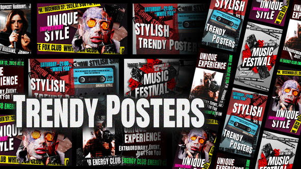 Trendy Posters Premiere Pro template preview
