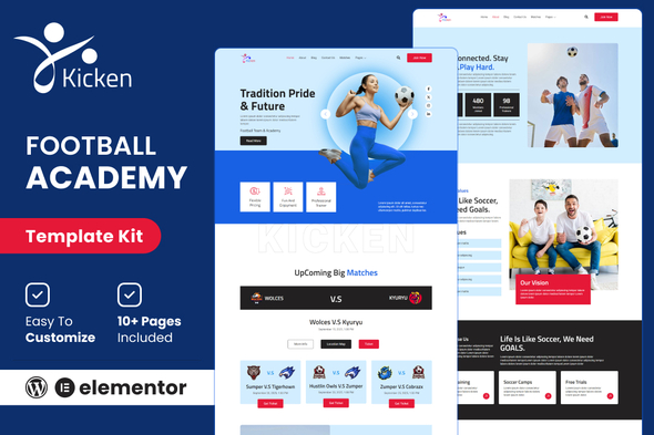 Kicken - Football & Sports Academy Elementor Template Kit