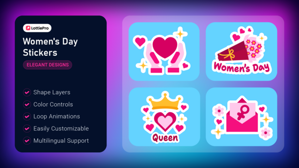 Women's Day Stickers Elements template preview