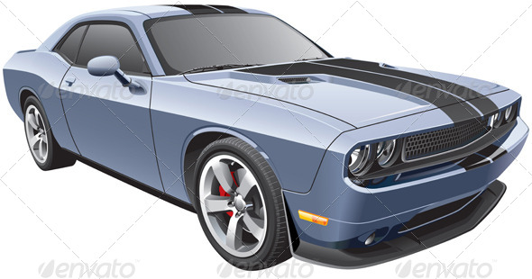 Grey Muscle Car - Vectors