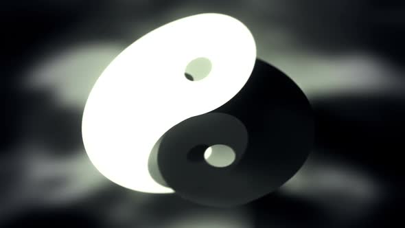 Rotating around black and white sheets forming the Yin-yang symbol. Loopable. HD alt