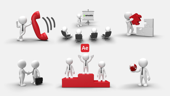 3D People Animations 5 Elements template preview