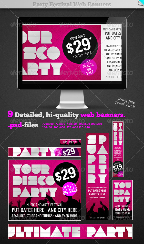 Party Festival Web Banners - Banners & Ads Web Elements