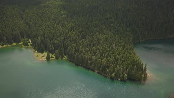 Aerial Footage of the Black Lake in National Park Durmitor