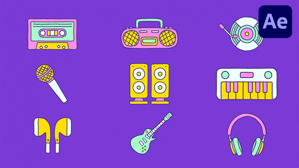 Hand Drawn Music Elements | AE Elements template preview