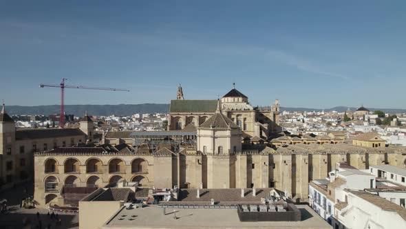 Exterior of Mosque-Cathedral of Cordoba, UNESCO site in Spain; aerial