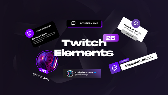 Twitch Social Media Elements for Premiere Pro Premiere Pro template preview