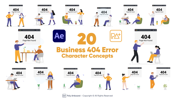 Business 404 Error Character Concepts For After Effects