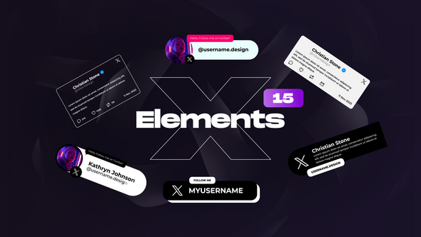 X Social Media Elements broadcast-packages template preview