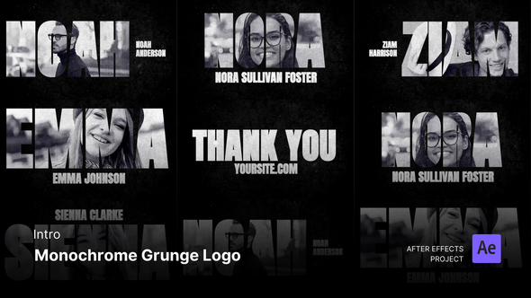 Intro/Opening - Monochrome Grunge Logo After Effects Project Files Openers template preview