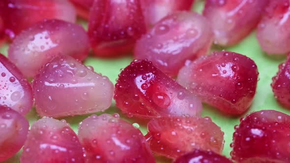 Macro Shot of the Texture of Ripe Fresh Pomegranate Fruits