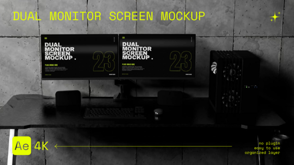 Dual Monitor Computer Screen Display Mockup