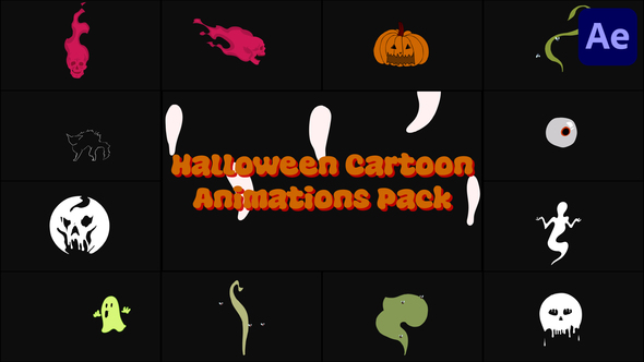 Halloween Cartoon Animations Pack for After Effects Elements template preview