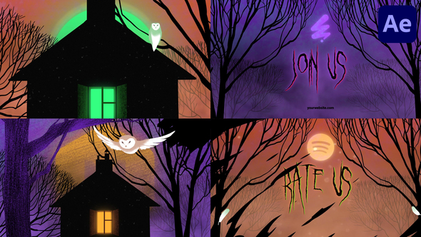 Halloween Owl Horror Logo Opener for After Effects Logo Stings template preview