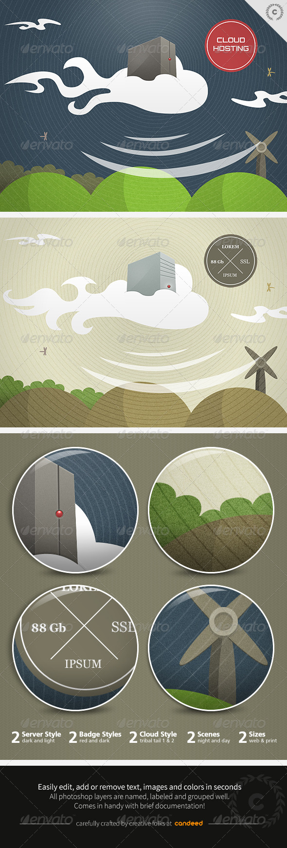 Cloud Hosting Technology Illustration - Business Illustrations