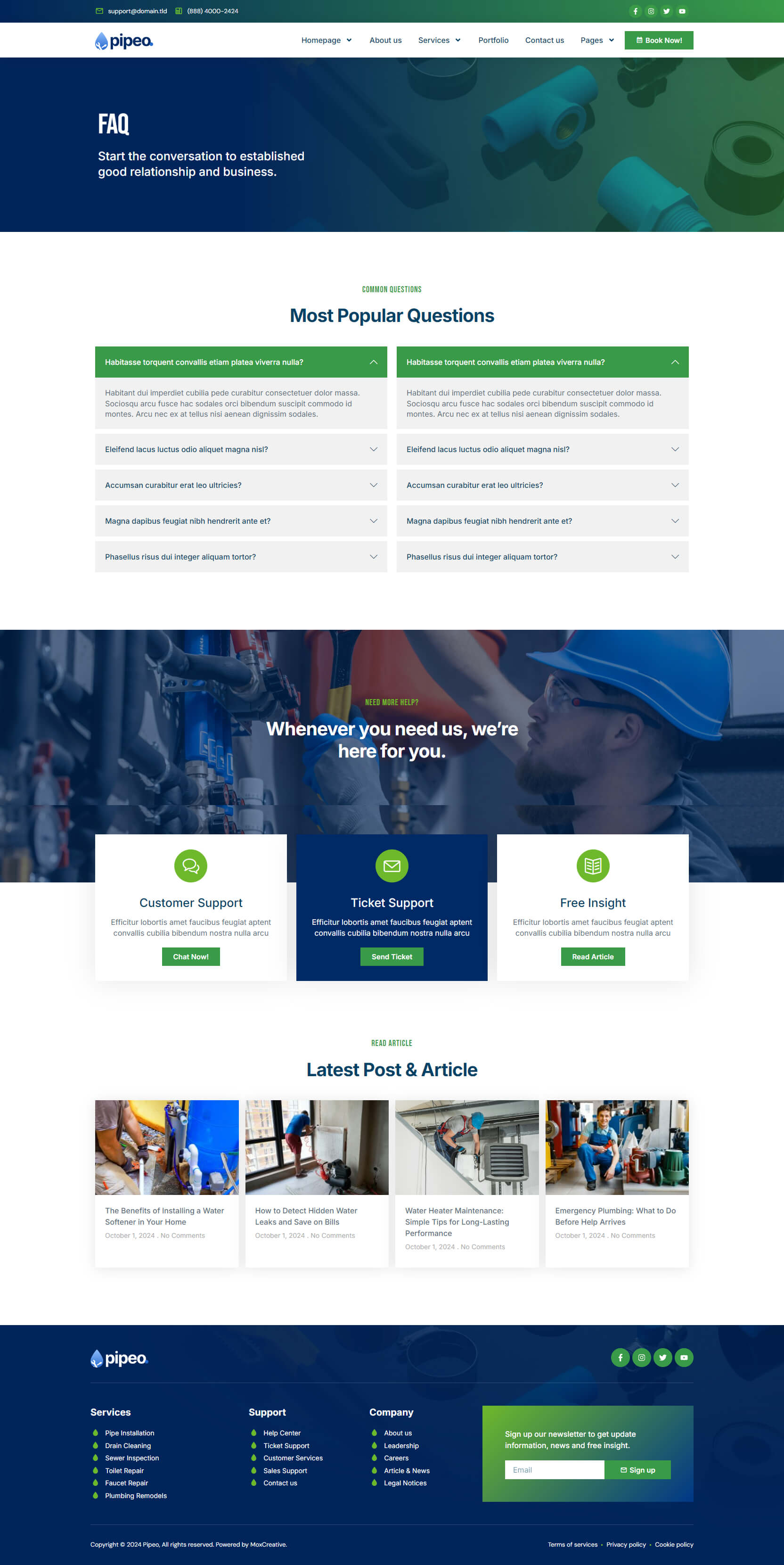 Pipeo - Plumbing Service Elementor Pro Template Kit by moxcreative