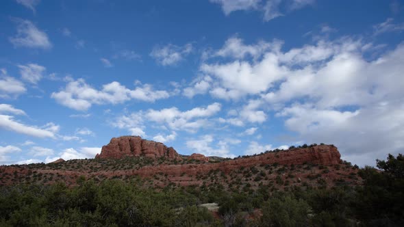 Clouds Over Red Rocks of Sedona Timelapse Wide Sky Shot