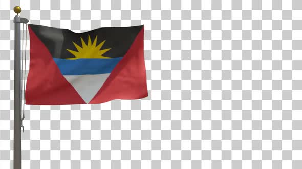Antigua and Barbuda Flag on Flagpole with Alpha Channel alt
