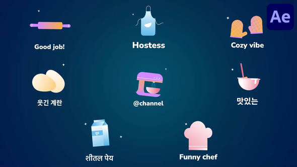 Baking And Cooking Icons And Titles for After Effects Titles template preview