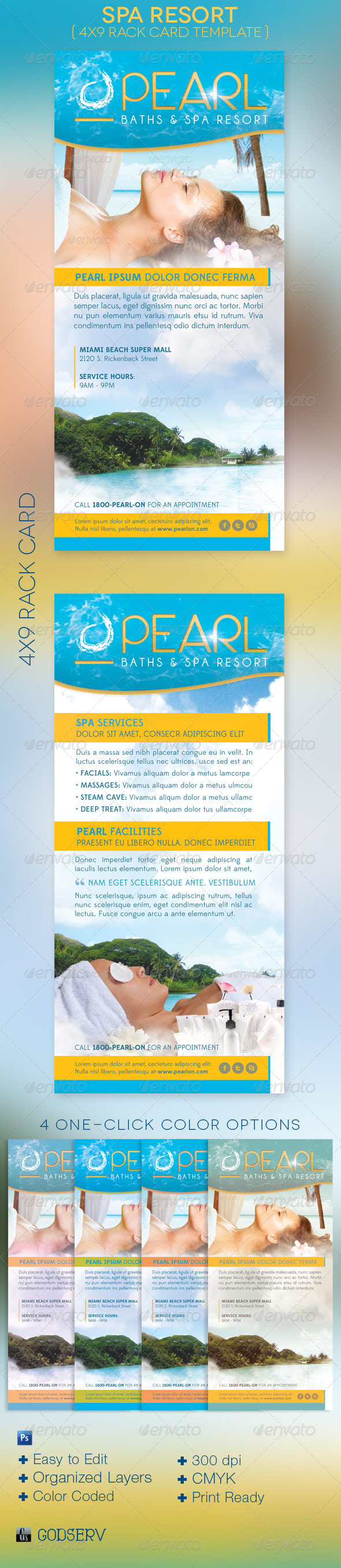 Spa Resort Rack Card Template - Commerce Flyers