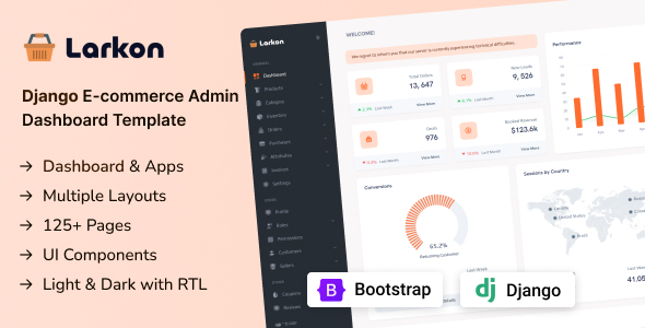 Larkon - Django Ecommerce Management Admin & Dashboard Template