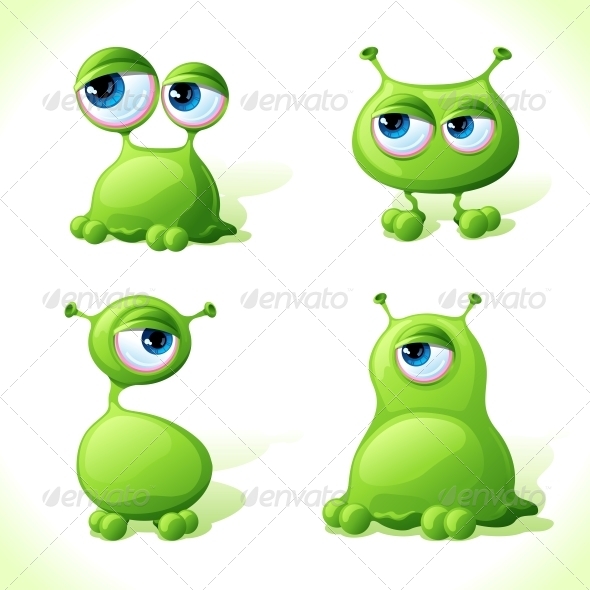 Vector Green Monsters. - Monsters Characters