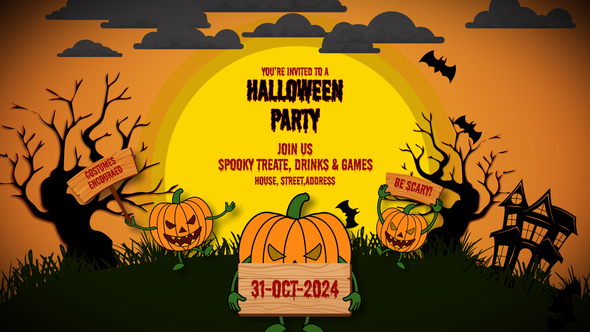 Halloween Party Video Displays template preview