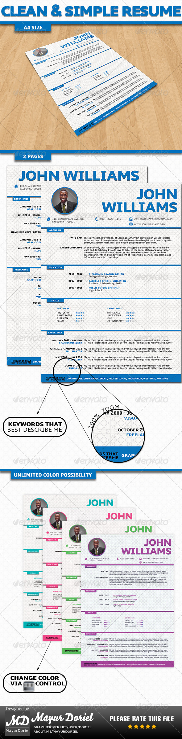 Clean & Simple Resume - Resumes Stationery