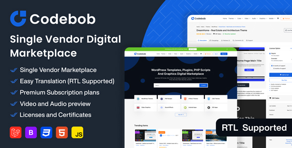 codebob single vendor digital marketplace