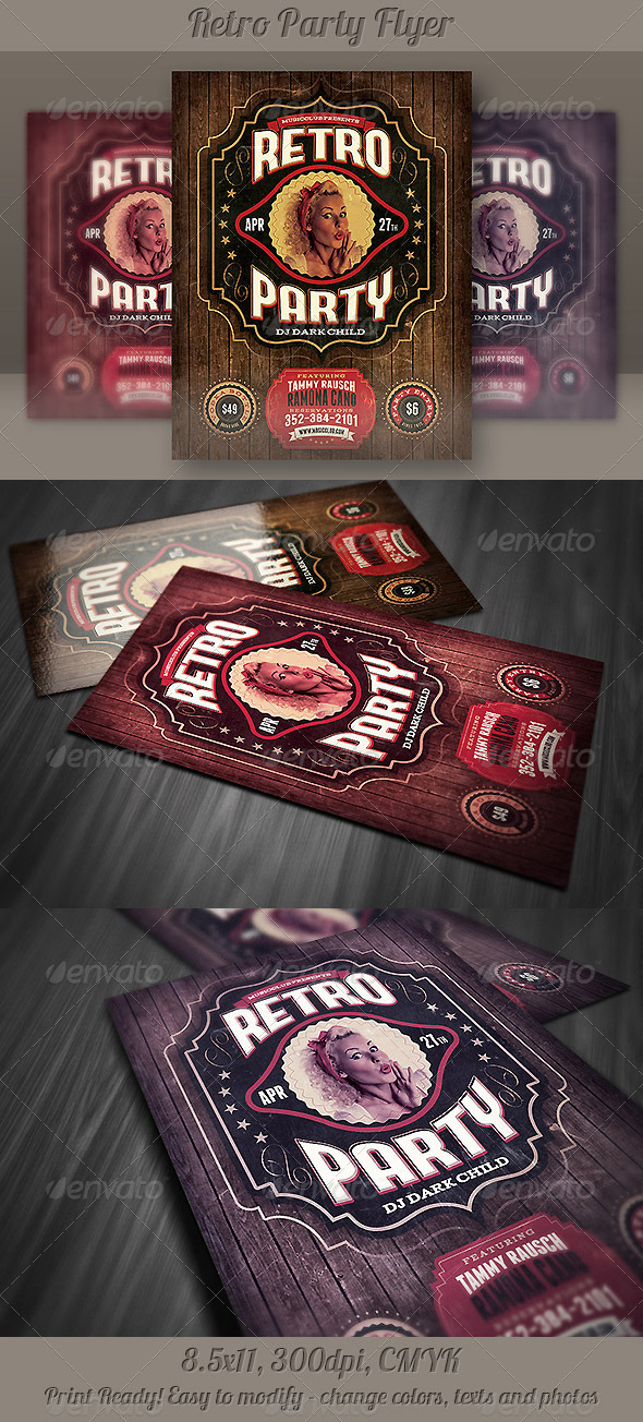Retro Party Flyer Template - Events Flyers