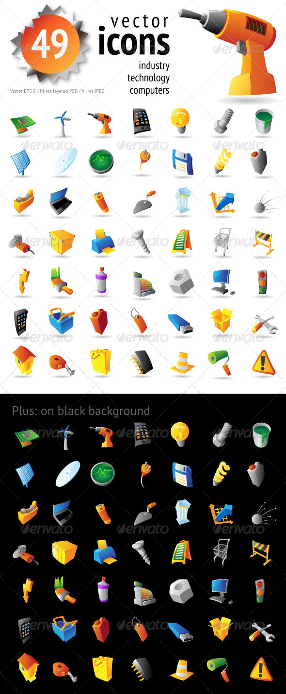 Icons for Industry, Technology and Computers - Icons